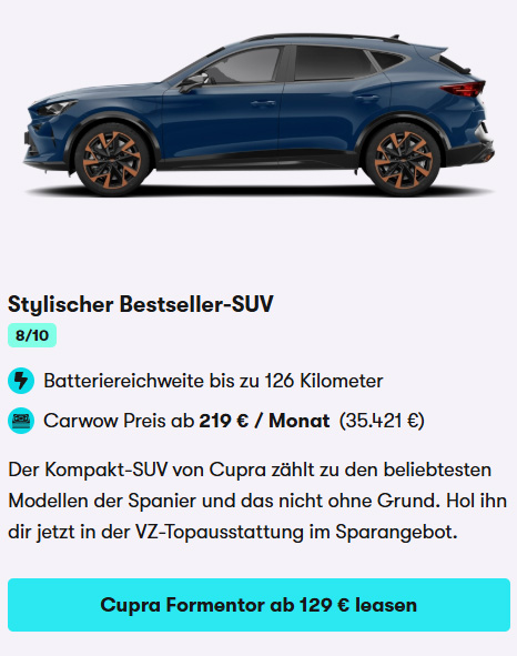 Cupra Formentor im Leasing Angebot November 2025