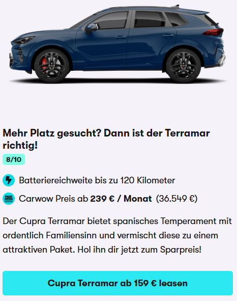 Cupra Terramar im Leasing Angebot November 2025