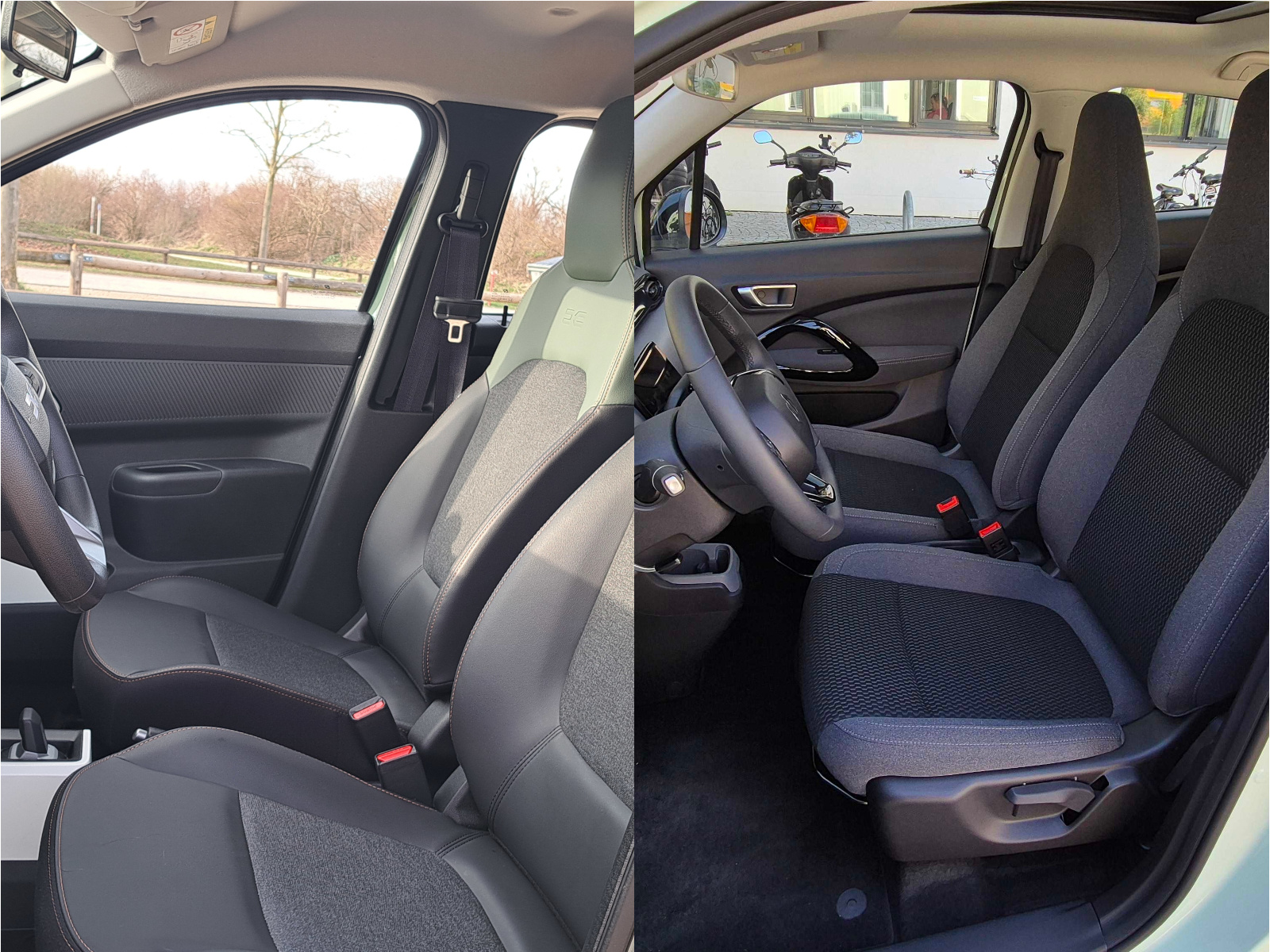 Dacia Spring vs Leapmotor T03 Vordersitz-Verbleich