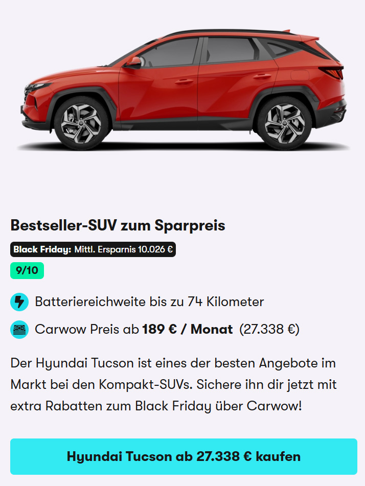 Hyundai Tucson im Angebot Black Friday 2025 Car Card