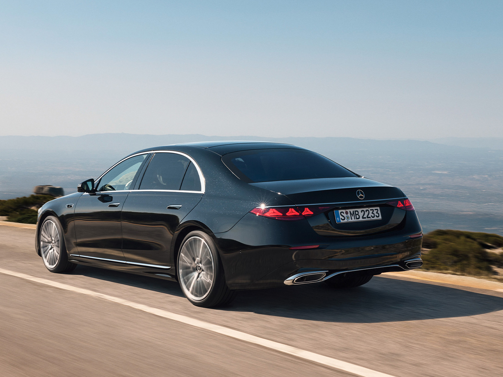 Mercedes S-Klasse Facelift 2026 dynamisch Heckansicht