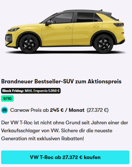 VW T-Roc im Angebot Black Friday 2025 Car Card