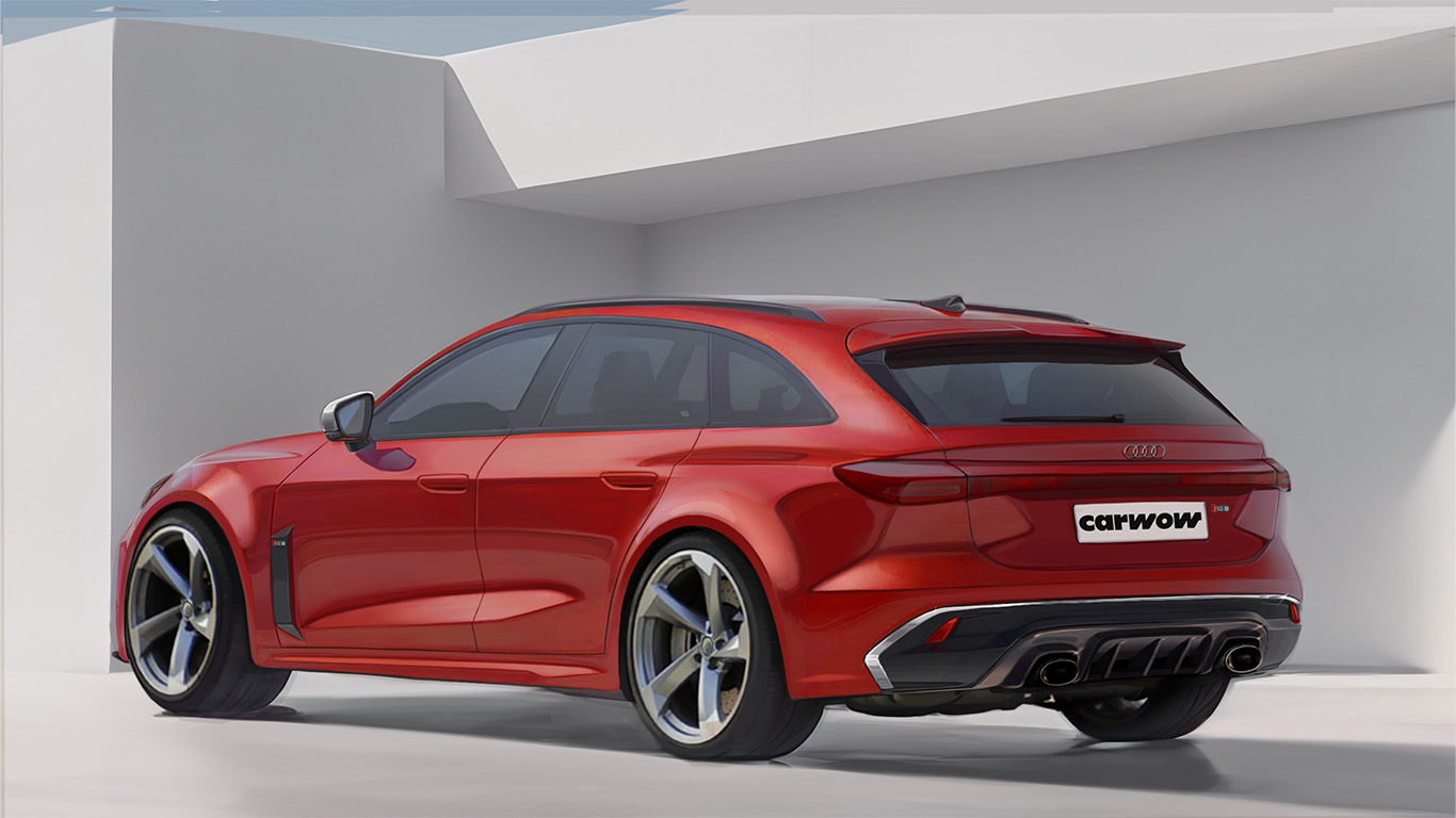 Renderansicht des Hecls des Audi RS 5 Avant
